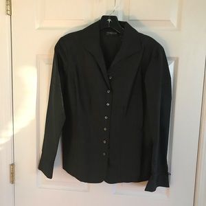 Long Sleeve Collar Blouse Black 4